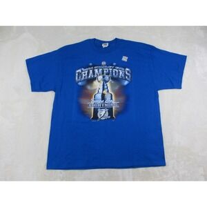 VINTAGE Tampa Bay Lightning Shirt Mens Extra‎ Large Blue Stanley Cup Hockey NHL*